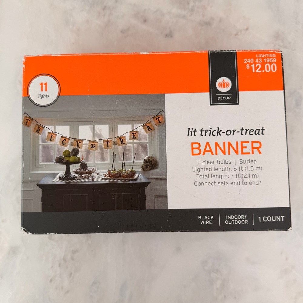 Halloween Lit Trick-or-Treat Banner with Lights